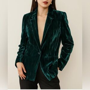 NWT WAYF Green Velvet Blazer